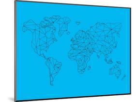 World Map Blue 1-NaxArt-Mounted Art Print