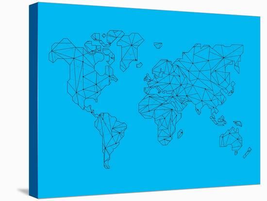 World Map Blue 1-NaxArt-Stretched Canvas