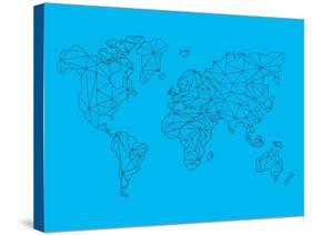 World Map Blue 1-NaxArt-Stretched Canvas