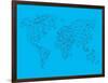 World Map Blue 1-NaxArt-Framed Art Print