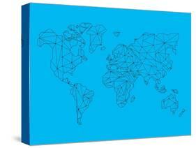 World Map Blue 1-NaxArt-Stretched Canvas