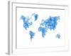 World Map Blue Drawing-NaxArt-Framed Art Print