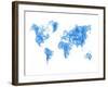 World Map Blue Drawing-NaxArt-Framed Art Print