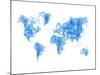 World Map Blue Drawing-NaxArt-Mounted Art Print