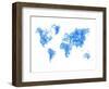 World Map Blue Drawing-NaxArt-Framed Art Print