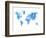 World Map Blue Drawing-NaxArt-Framed Art Print