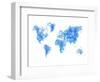 World Map Blue Drawing-NaxArt-Framed Art Print