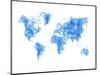 World Map Blue Drawing-NaxArt-Mounted Art Print