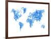 World Map Blue Drawing-NaxArt-Framed Art Print