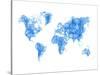 World Map Blue Drawing-NaxArt-Stretched Canvas