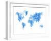 World Map Blue Drawing-NaxArt-Framed Art Print