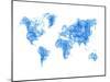 World Map Blue Drawing-NaxArt-Mounted Art Print