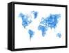 World Map Blue Drawing-NaxArt-Framed Stretched Canvas