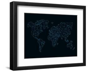 World Map Blue Wire-NaxArt-Framed Art Print