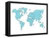 World Map Blue-NaxArt-Framed Stretched Canvas