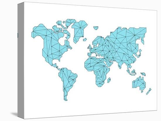 World Map Blue-NaxArt-Stretched Canvas