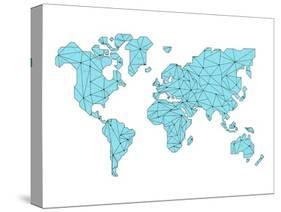 World Map Blue-NaxArt-Stretched Canvas