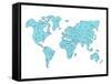 World Map Blue-NaxArt-Framed Stretched Canvas