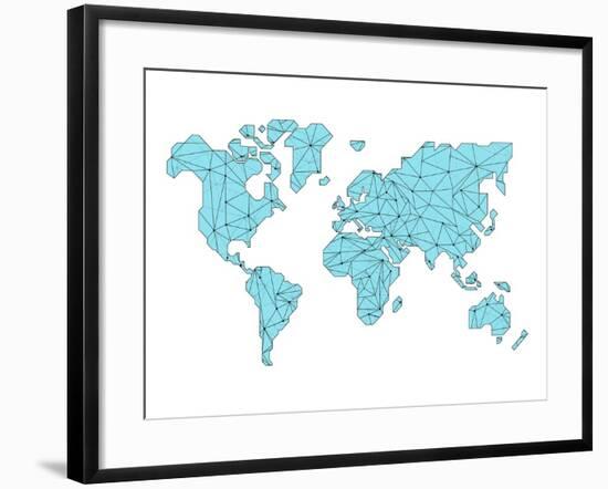 World Map Blue-NaxArt-Framed Art Print