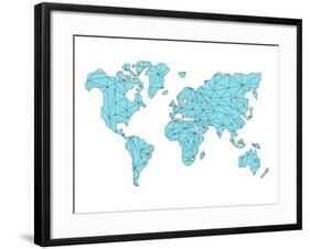 World Map Blue-NaxArt-Framed Art Print