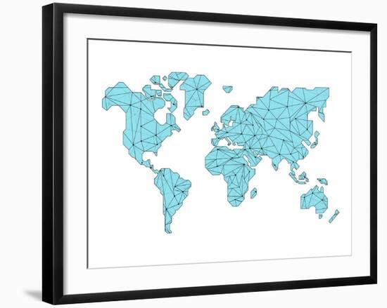 World Map Blue-NaxArt-Framed Art Print