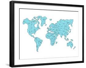 World Map Blue-NaxArt-Framed Art Print