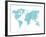 World Map Blue-NaxArt-Framed Art Print