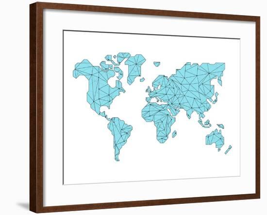 World Map Blue-NaxArt-Framed Art Print