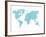 World Map Blue-NaxArt-Framed Art Print