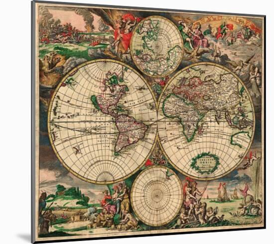 World Map, c.1689-null-Mounted Art Print