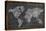 World Map Chalk Drawing Blackboard-NatanaelGinting-Stretched Canvas