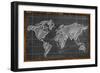 World Map Chalk Drawing Blackboard-NatanaelGinting-Framed Premium Giclee Print