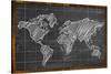 World Map Chalk Drawing Blackboard-NatanaelGinting-Stretched Canvas