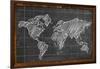 World Map Chalk Drawing Blackboard-NatanaelGinting-Framed Art Print