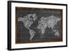 World Map Chalk Drawing Blackboard-NatanaelGinting-Framed Art Print