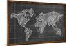 World Map Chalk Drawing Blackboard-NatanaelGinting-Mounted Art Print