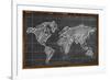 World Map Chalk Drawing Blackboard-NatanaelGinting-Framed Art Print