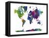 World Map Clr 1-Marlene Watson-Framed Stretched Canvas