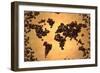 World Map Coffee Bean on Old Paper-NatanaelGinting-Framed Art Print