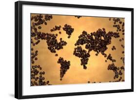 World Map Coffee Bean on Old Paper-NatanaelGinting-Framed Art Print