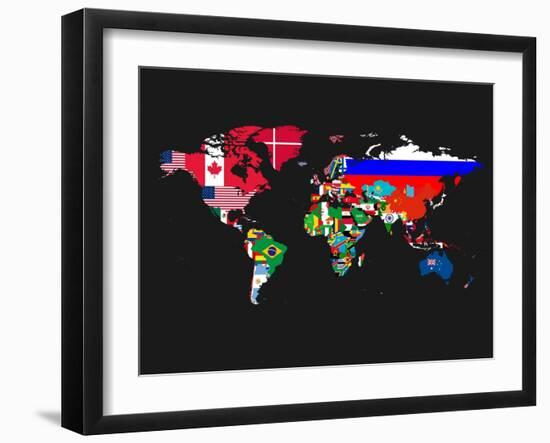 World Map Contry Flags 1-NaxArt-Framed Art Print