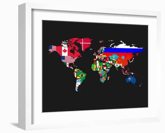 World Map Contry Flags 1-NaxArt-Framed Art Print