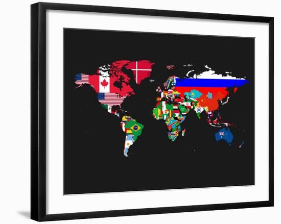 World Map Contry Flags 1-NaxArt-Framed Art Print