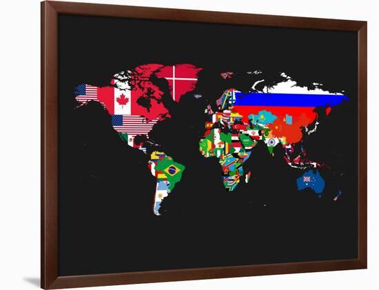 World Map Contry Flags 1-NaxArt-Framed Art Print