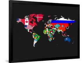 World Map Contry Flags 1-NaxArt-Framed Art Print