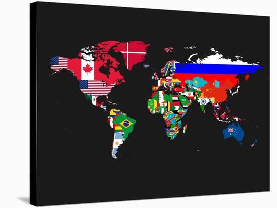 World Map Contry Flags 1-NaxArt-Stretched Canvas