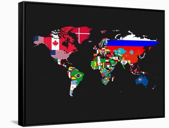 World Map Contry Flags 1-NaxArt-Framed Stretched Canvas