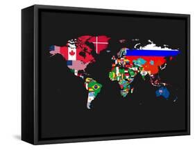 World Map Contry Flags 1-NaxArt-Framed Stretched Canvas