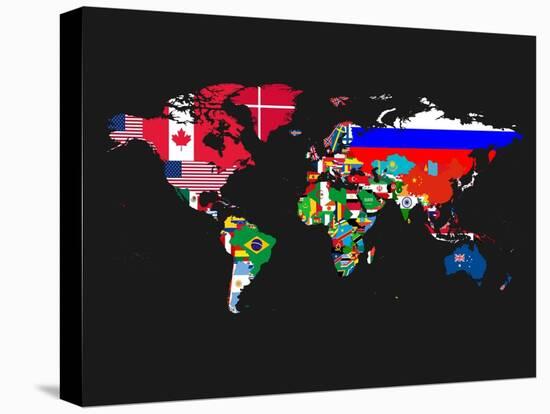 World Map Contry Flags 1-NaxArt-Stretched Canvas