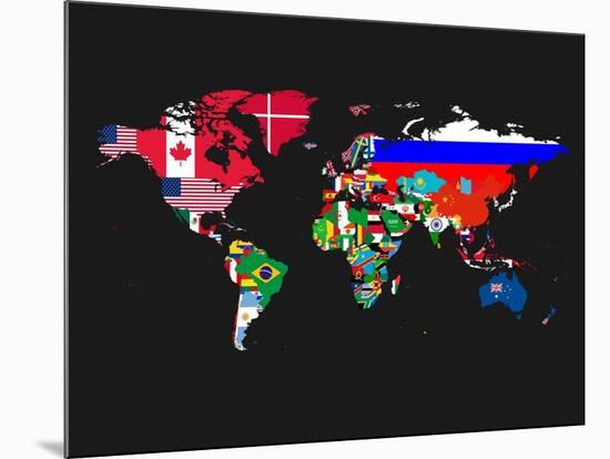 World Map Contry Flags 1-NaxArt-Mounted Art Print